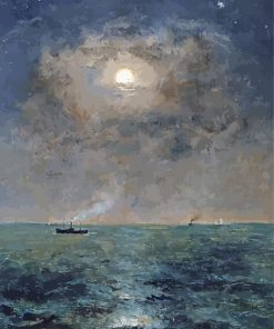 Moonlit Seascape By Alfred Stevens Diamond Painting