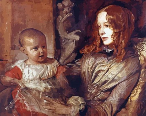 Mrs Elizabeth Young Mitchell And Her Baby By Alfred Stevens Diamond Painting