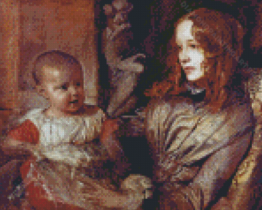 Mrs Elizabeth Young Mitchell And Her Baby By Alfred Stevens Diamond Painting