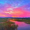 Pink Sunset Over Marsh Diamond Painting