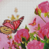 Pink Roses With Butterfly Diamond Painting