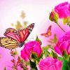 Pink Roses With Butterfly Diamond Painting