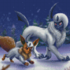 Pokemon Apsol And Eevee In Snow Diamond Painting