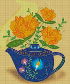 Polish Teapot With Flowers Diamond Painting