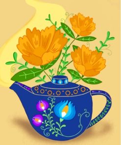 Polish Teapot With Flowers Diamond Painting