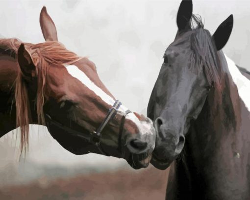 Romantic Two Horses In Love Diamond Painting