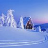 Snow Covered Trees And Wood House Diamond Painting