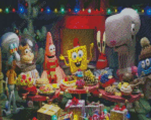 SpongeBob Christmas Celebration Diamond Painting