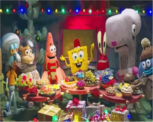 SpongeBob Christmas Celebration Diamond Painting