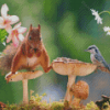 Squirrel And Bird Diamond Painting