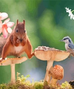 Squirrel And Bird Diamond Painting