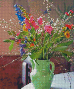 Summer Flowers In Water Jug Diamond Painting