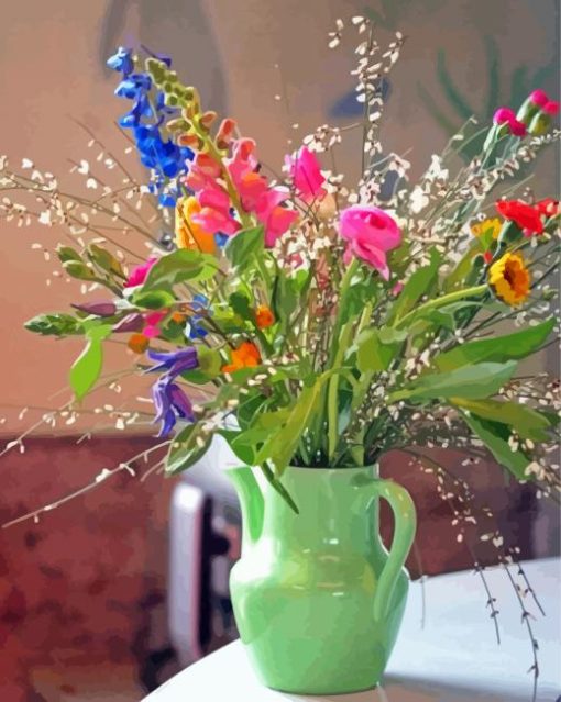 Summer Flowers In Water Jug Diamond Painting