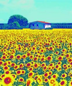 Sunflowers Tuscany Farm Diamond Painting