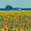 Sunflowers Tuscany Farm Diamond Painting