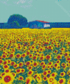 Sunflowers Tuscany Farm Diamond Painting