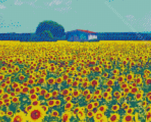 Sunflowers Tuscany Farm Diamond Painting