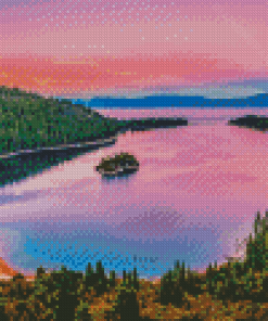 Sunset By The Lake Diamond Painting