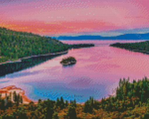 Sunset By The Lake Diamond Painting