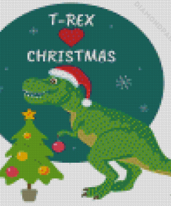 Trex Christmas Dinosaur With Hat Diamond Painting