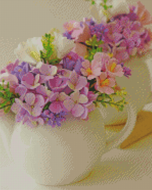 Teapot With Purple Flowers Diamond Painting