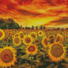 Tuscany Sunflower Field At Sunset Diamond Painting