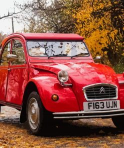 Vintage Red Citroen 2Cv Car Diamond Painting