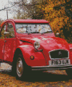 Vintage Red Citroen 2Cv Car Diamond Painting