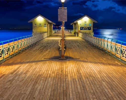 Wales Penarth Pier At Night Diamond Painting