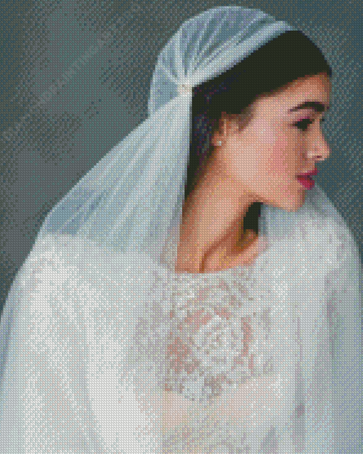 Woman With Lace Wedding Veil Diamond Painting