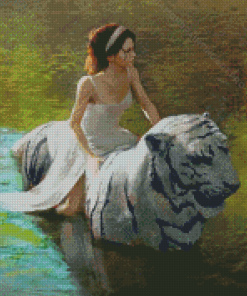 Woman With Tiger Diamond Painting