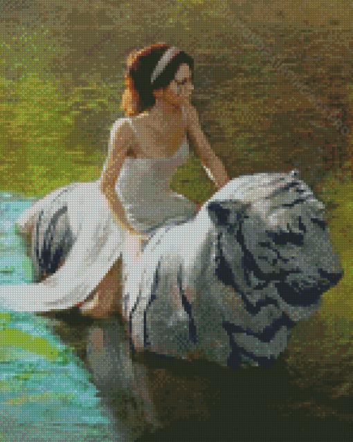 Woman With Tiger Diamond Painting