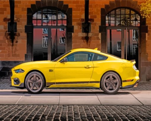 Yellow Mustang Mach 1 Side View Diamond Painting