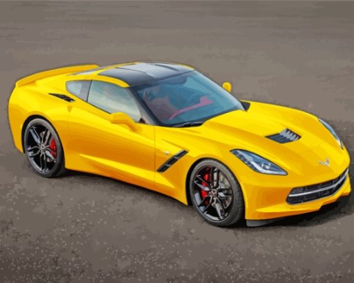 Yellow Corvette Car Diamond Painting