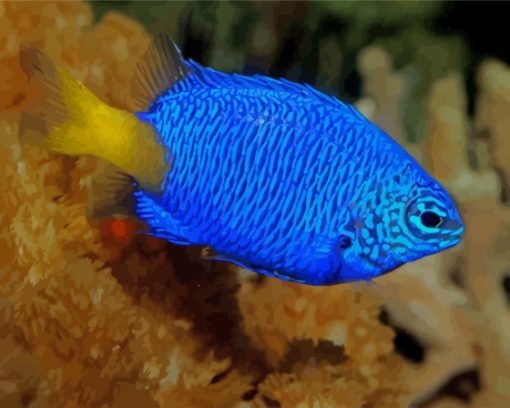 Yellow Tail Blue Damselfish Diamond Painting