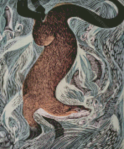 Abstract Otter And Fish Diamond Painting