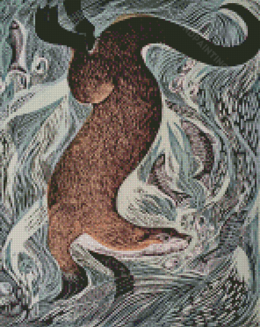 Abstract Otter And Fish Diamond Painting