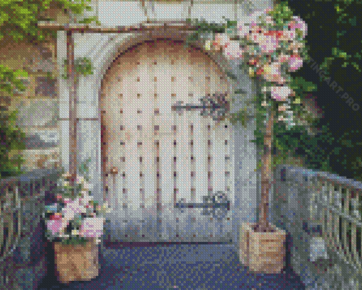 Aesthetic Doorway With Flowers Diamond Painting