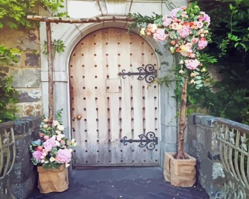 Aesthetic Doorway With Flowers Diamond Painting