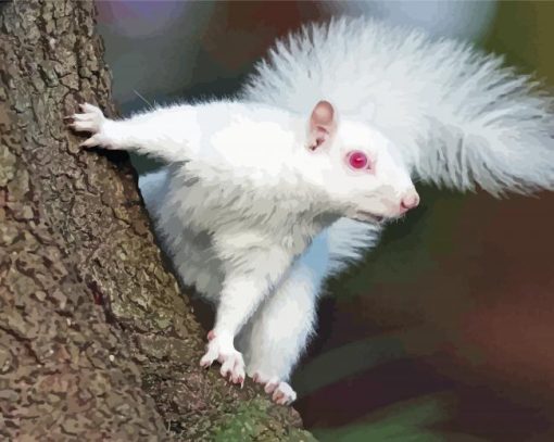 Albino Squirrels With Red eyes Diamond Painting