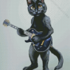 Black Guitar And Cat Diamond Painting