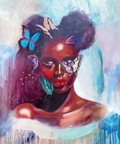 Black Woman Butterfly Diamond Painting