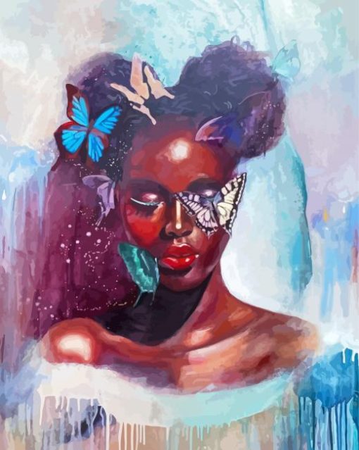 Black Woman Butterfly Diamond Painting