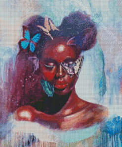 Black Woman Butterfly Diamond Painting