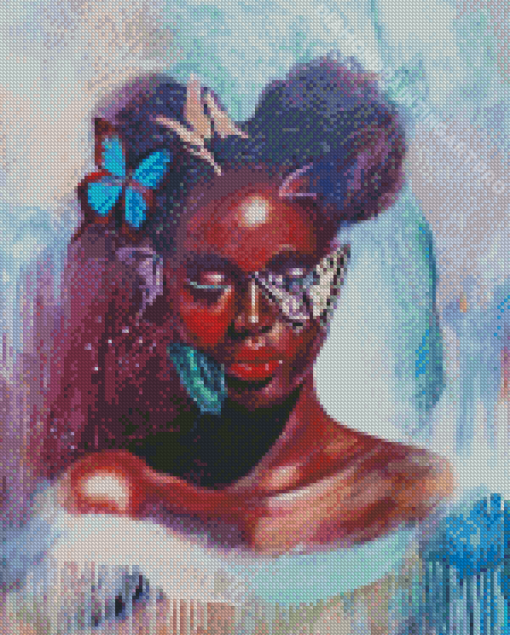 Black Woman Butterfly Diamond Painting