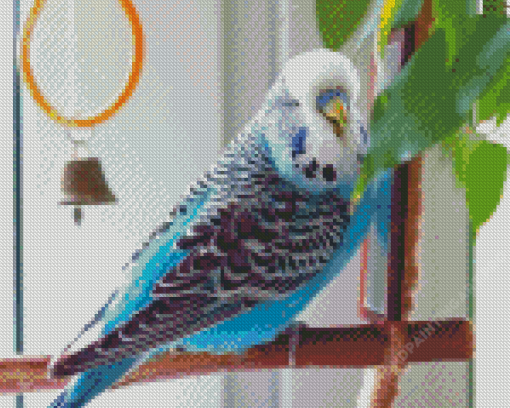 Blue Parakeet Budgie Bird Diamond Painting