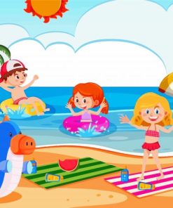 Children At The Beach On Summer Holiday Diamond Painting