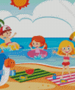 Children At The Beach On Summer Holiday Diamond Painting