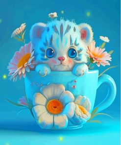 Cute Tiger In Mug Diamond Painting