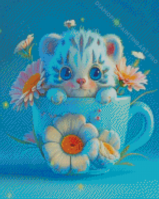 Cute Tiger In Mug Diamond Painting